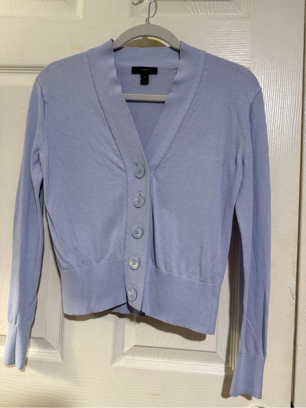 J. Crew Light Lavender/blue ish Button-Front V-Neck crop Cardigan